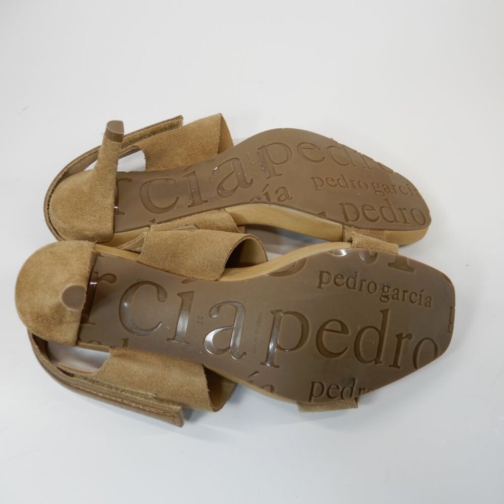 PEDRO GARCIA Celena Suede Slingback Sandals Size 37 7 Beige Heels NEW - Picture 9 of 12